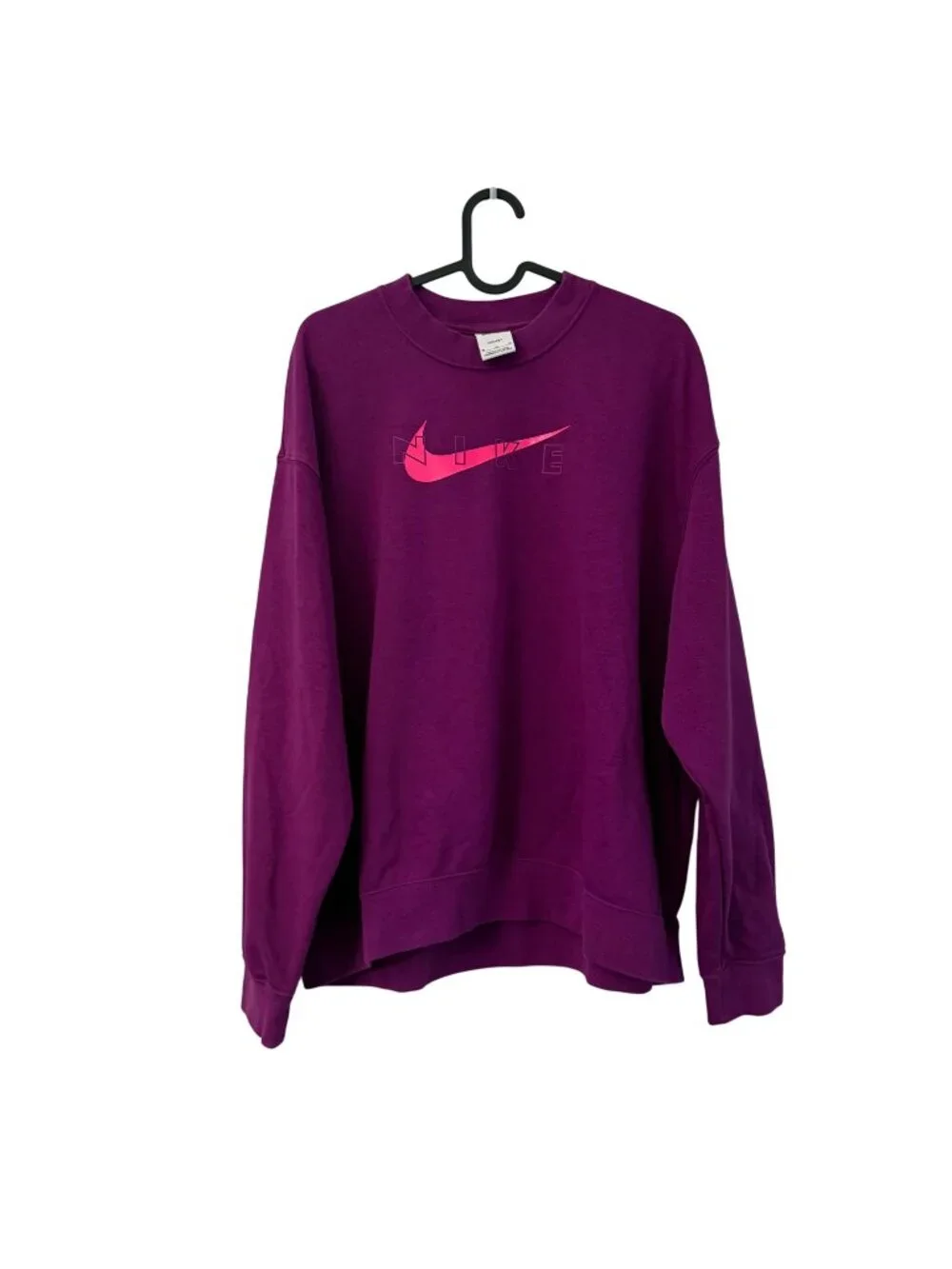 Nike Dri Fit Fuchsia Big Logo Oversized Crewneck Sweatshirt Womens Size Medium
